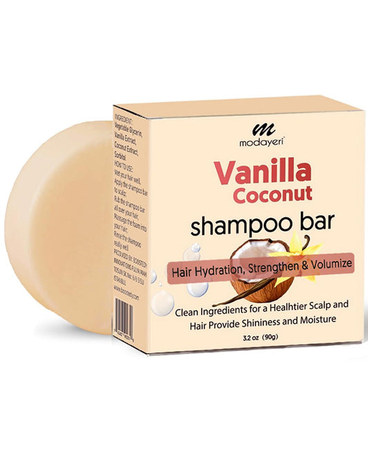 Vanilla Coconut Shampoo Bar - Natural Hair Care, Silky Smoothness and Nourishment, Strengthen Hair & Volumize - Sulfate-Free, Paraben-Free - Tropical Aroma for All Hair Types, 3.2 Oz